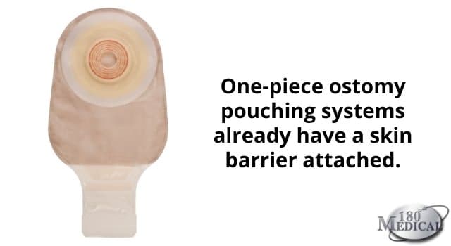 One-piece ostomy pouching systems already have a skin barrier attached