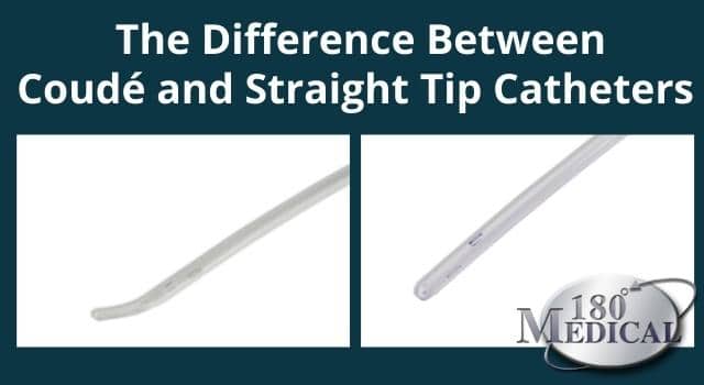 difference between coude and straight tip catheters