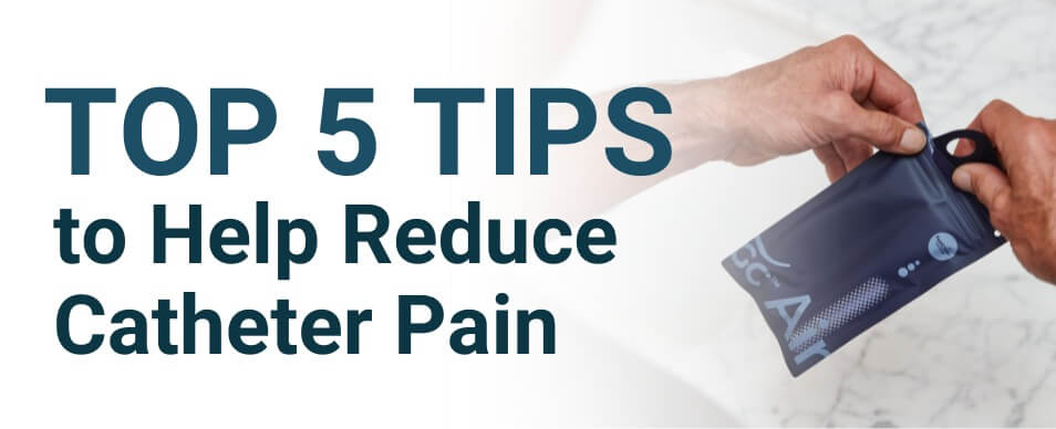 picture of hands opening gentlecath air catheter package in article for top 5 tips to help reduce catheter pain