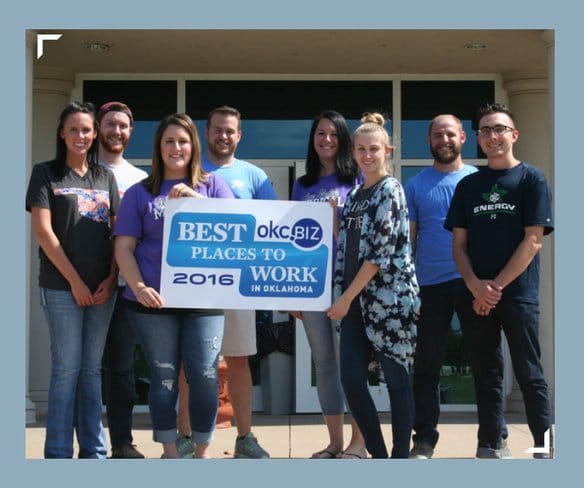 180 Medical Employees standing with Best Places to Work 2016 logo