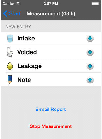 lofric micturition chart app screenshot