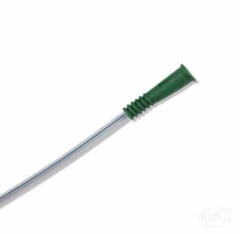 Cure Coude Uncoated Catheter with guide strip with green Funnel