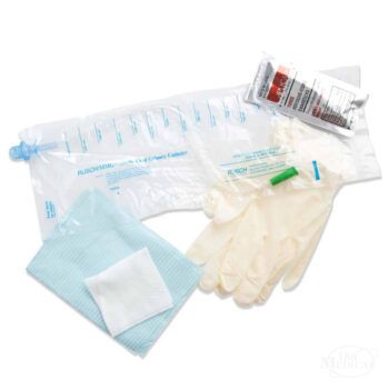 MMG RLA1423C Rusch MMG Coude Catheter Kit with Gloves Wipe and Attached Drain Bag