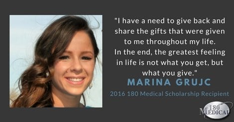 Marina Grujc, 2016 180 Medical Scholarship Recipient