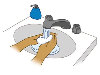 illustration of ethan washing hands