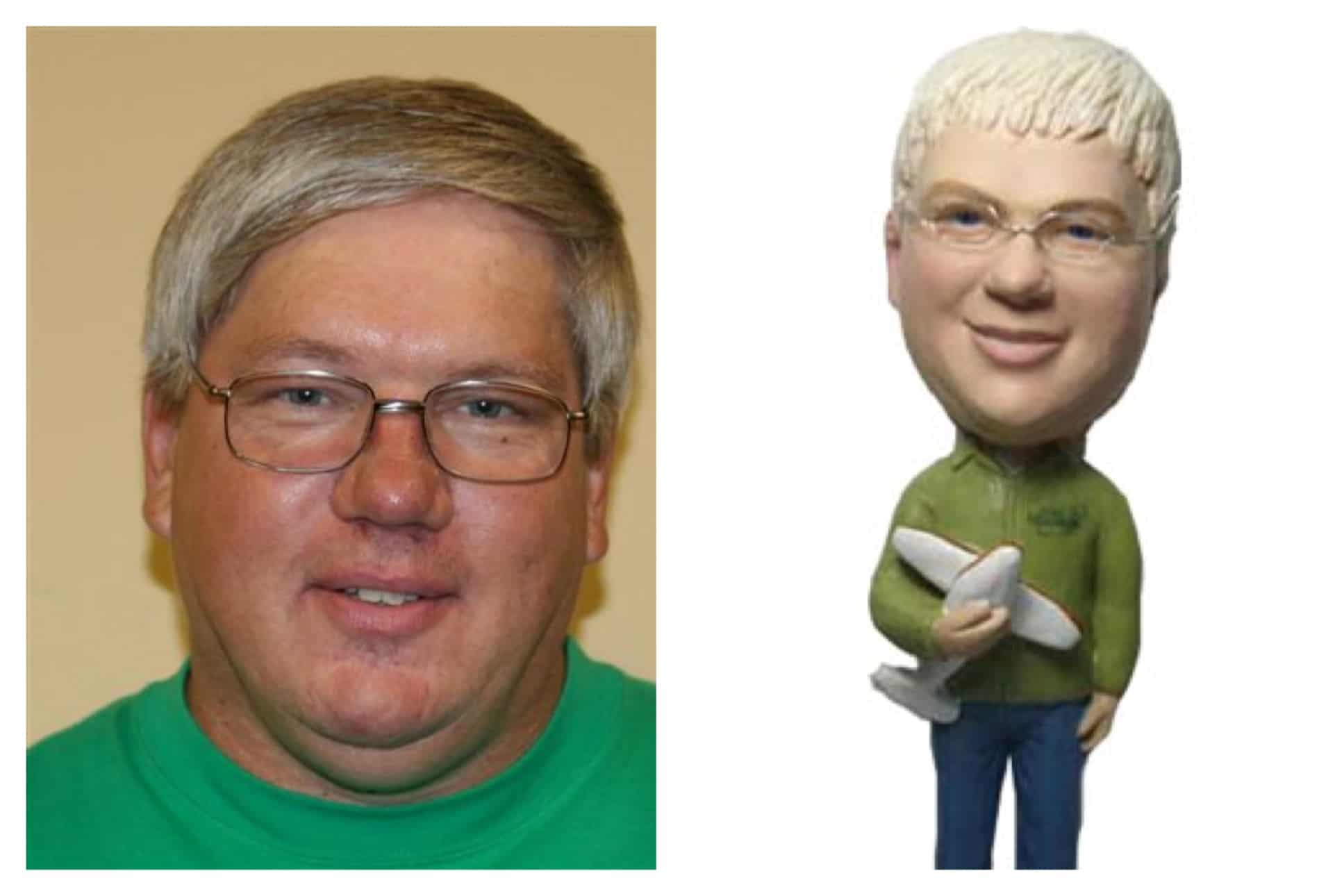 Bill and his customized bobblehead for 5 year anniversaries