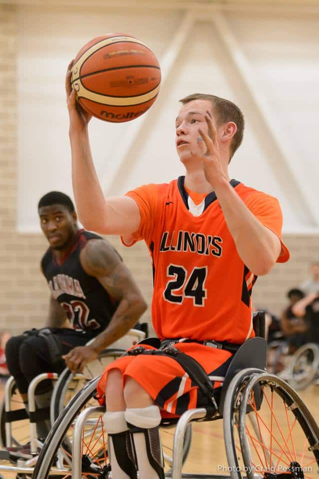 spencer playing wheelchair basketball