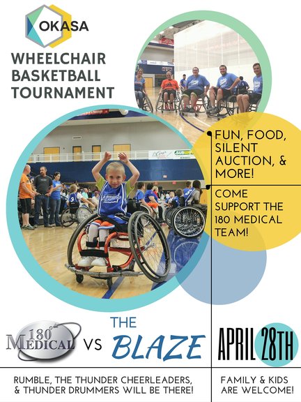 2016 okasa wheelchair basketball tournament flyer from 180 medical