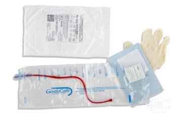 GentleCath Pro Red Rubber Closed System Catheter Kit with Gloves and Bag