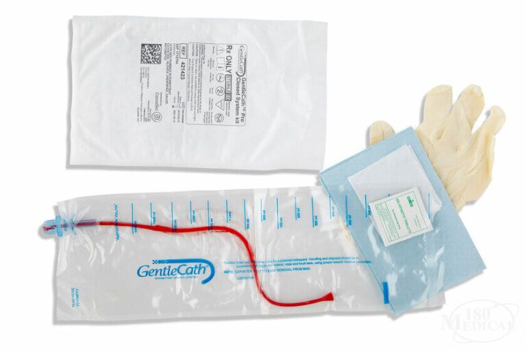 GentleCath Pro Red Rubber Coudé Closed System Catheter Kit