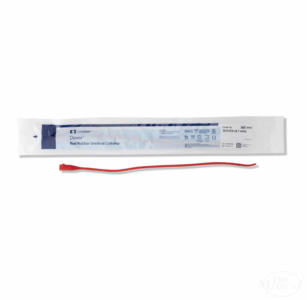 Medline Red Rubber Coudé Intermittent Catheter 180 Medical