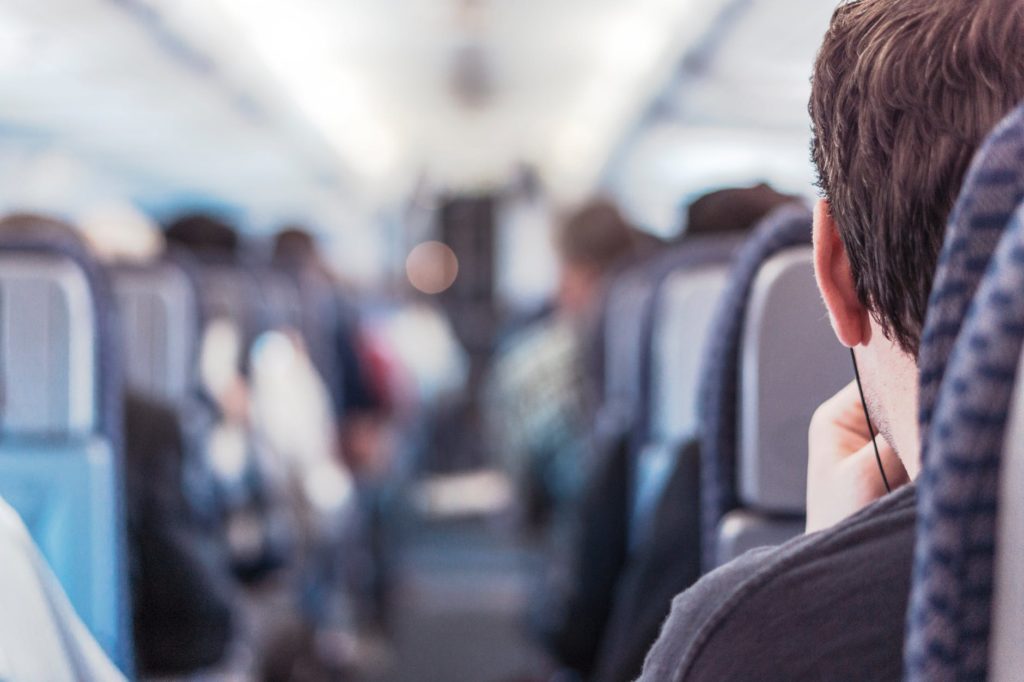 aisle seat on flight or bus travel