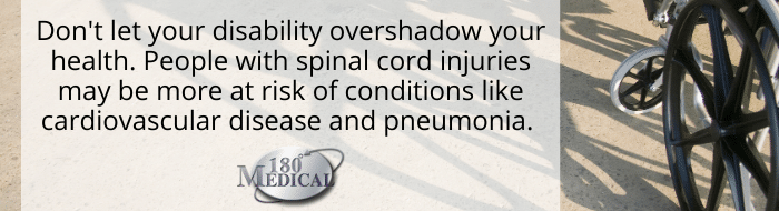 people with spinal cord injuries may be more at risk of conditions like cardiovascular disease and pneumonia