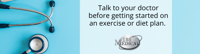 talk to your doctor before starting a new exercise or diet plan