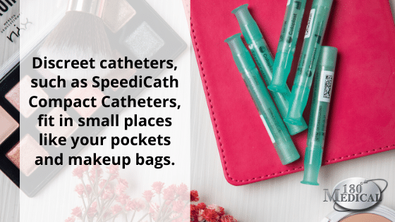 Discreet compact catheters can fit in pockets and makeup bags