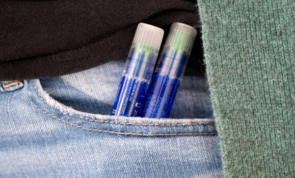 Cure Twist Female Catheters inside Jeans Pocket