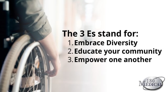 The 3 Es stand for embracing diversity, educating our communities, and empowering one another
