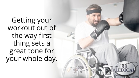 wheelchair exercising in morning