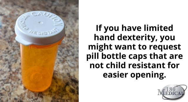 Pill bottle with non child resistant cap