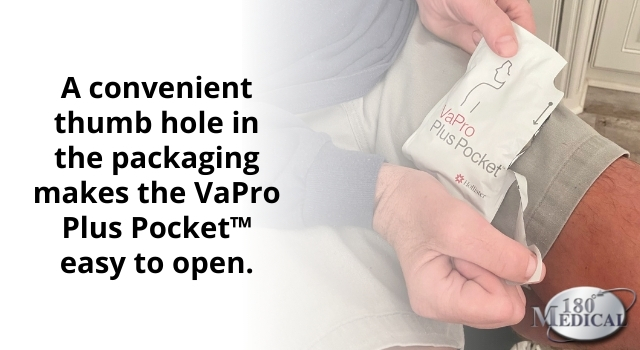 VaPro Plus Pocket catheters have finger holes for easy opening