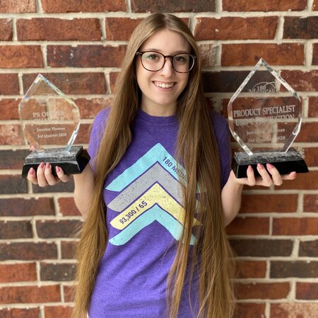 Jennifer with her Quarterly Awards