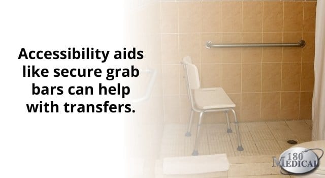 Accessibility aids like secure grab bars can help