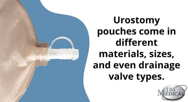 urostomy pouches come in different materials sizes and drainage valve types
