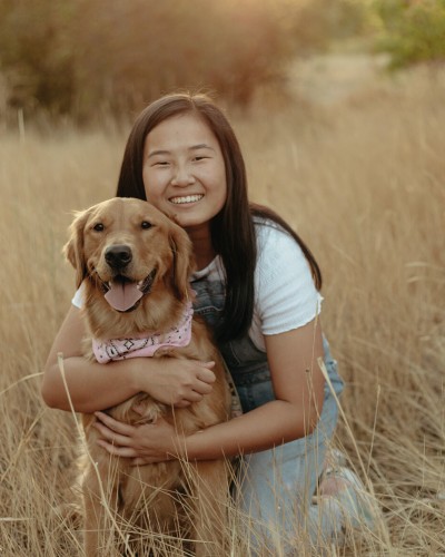 Lily with her dog