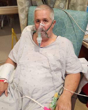 Gerald in the hospital for ostomy reversal surgery