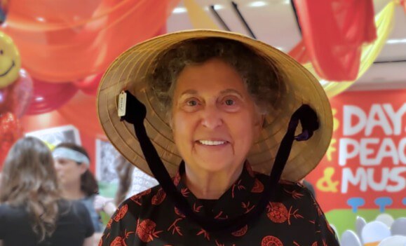 Linda wearing hat