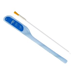 LoFric Origo FX Coude Hydrophilic Catheter with Flexible Coude Tip 4471640 16 French with Orange Funnel and Insertion Grip