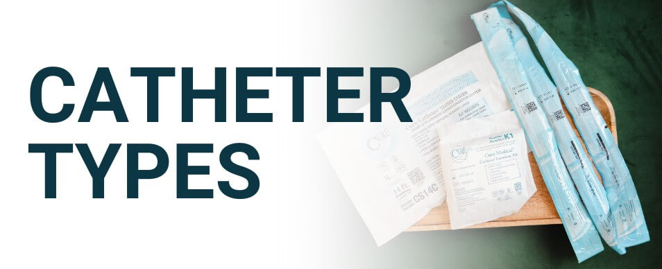 catheter types header next to display of different kinds of catheters