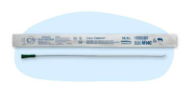 example of uncoated straight catheter - Cure M14C coude tip